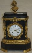 A 19th Century French black marble and gilt brass embellished mantel clock,