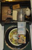 A boxed Sandown racing game and a box of various sundry items to include medical items, stethoscope,