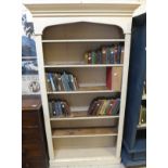 A Victorian painted open bookcase with adjustable shelving CONDITION REPORTS Once