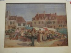 E NORA JONES "Market day", watercolour,