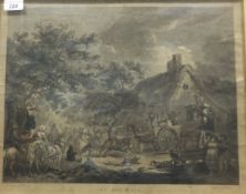 AFTER GEORGE MORLAND "An Ass race", aquatint engraving by W.