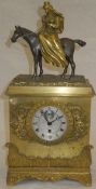 A 19th Century French gilt bronze cased mantel clock,