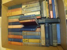 Twelve boxes of various books to include a set of 1898 Encyclopaedia Britannica in 25 volumes,