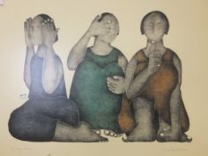 AFTER CLARE BASSETT "Hear no evil", limited edition colour print No'd.