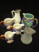 A collection of decorative china wares to include a 19th Century Wedgwood majolica jug relief