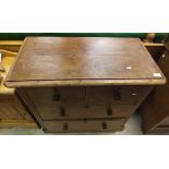 A Victorian pine chest of two short over two long drawers,