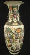 A large Chinese crackle ware vase of baluster form decorated with figures on horseback and with