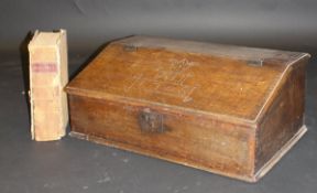 A mid 18th Century oak Bible box,