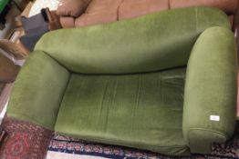 A 19th Century drop arm Chesterfield style sofa upholstered in green velour fabric