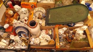 Six boxes of various chinaware to include a pair of Staffordshire lions,