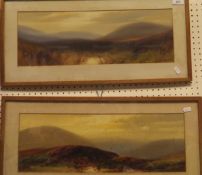 J SHAPLAND "Exmoor/Highland landscapes with heather", watercolour, signed,