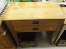 A pine and pitch pine two drawer clerk's desk,