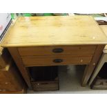 A pine and pitch pine two drawer clerk's desk,