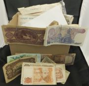 A box and contents of various world coinage and bank notes CONDITION REPORTS All