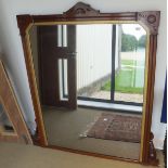 A circa 1900 mahogany framed overmantel mirror