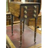 A Victorian mahogany Pembroke table, the top above two drawers, one set as two,