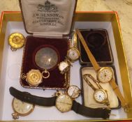 A collection of various gold watches, to include four pocket watches,