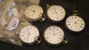 Five various silver cased pocket watches