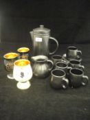 A Prinknash black lustre ware part coffee set comprising coffee pot,