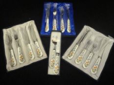 A collection of Aynsley china-handled cutlery (boxed),