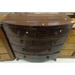 A Victorian mahogany bow fronted chest of two short over three long graduated drawers,