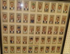 Three framed and glazed sets of Players cigarette cards - "Cricketers 1930",