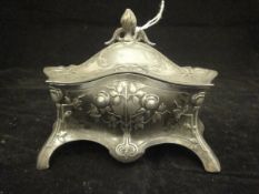 A circa 1900 WMF electro-plated Jugendstil trinket box of bombé form with impressed marks and