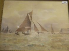 P A BEALE "Fishing boats in choppy seas", watercolour,