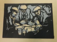 AFTER NORMAN CORNISH (1919-2014) "Miner's playing dominoes", silkscreen print,