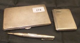 A large silver cigarette case, a small silver cigarette case,