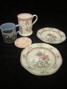 A pair of 19th Century Spode shallow dishes with octagonal rims,