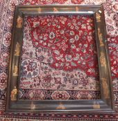 A stained rosewood effect picture frame decorated with Oriental figures scraps