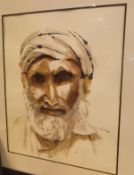 HELEN PAKEMAN "Bearded Arab gentleman", a head and shoulders portrait study,