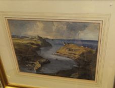 ANTHONY FLEMMING (1936-) "Boscastle Harbour", watercolour study,