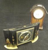 An Edwardian mahogany and inlaid cased mantel clock with French movement,