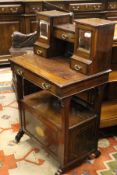 An Edwardian rosewood and marquetry inlaid bonheur du jour,