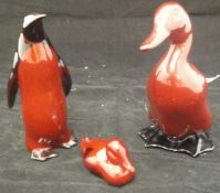A Royal Doulton flambe figure of a penguin,