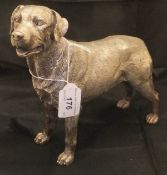 A large silver covered model of a labrador dog, hallmarked "CS 925....