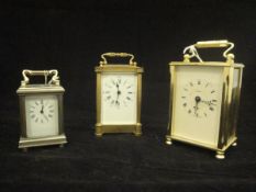 A silvered brass cased miniature carriage clock,