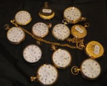 A collection of ten various gold plated gentleman's pocket watches and two others