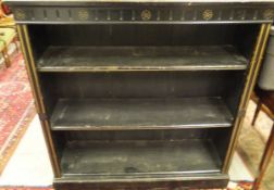 A Victorian ebonised and gilded open bookcase with two adjustable shelves CONDITION