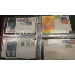 An album containing various first day covers from the late 60's onwards,