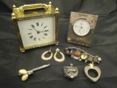 A box containing a brass five glass carriage clock,