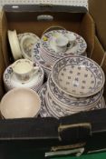 A box of assorted china wares, to include Royal Doulton "Bunnykins" tea wares,