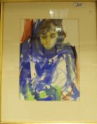DOMINIQUE LA CLOCHE "Afghan woman", watercolour, unsigned,