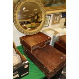 Two leather suitcases, one containing various vintage maps and other ephemera,