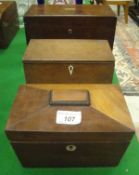 A 19th Century mahogany and brass inlaid tea caddy,