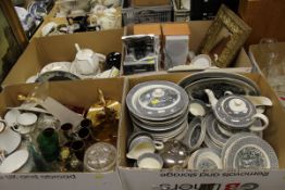 Five boxes of assorted china and glass and other sundry items to include a "Rustic Victorian