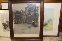 AFTER CECIL ALDIN "Tudor Street Scene", colour print, signed in pencil lower left,