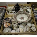 Two boxes of mainly 19th Century tea bowls, cups, saucers,